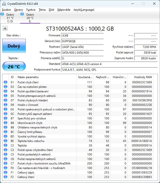 HDD 3,5" 1 TB SATA3 WD Blue & Seagate Barracuda - 7
