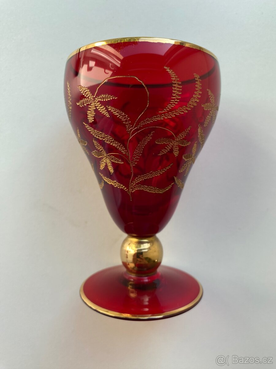 Vintage sada rubínových skleniček - 18 ks - 7