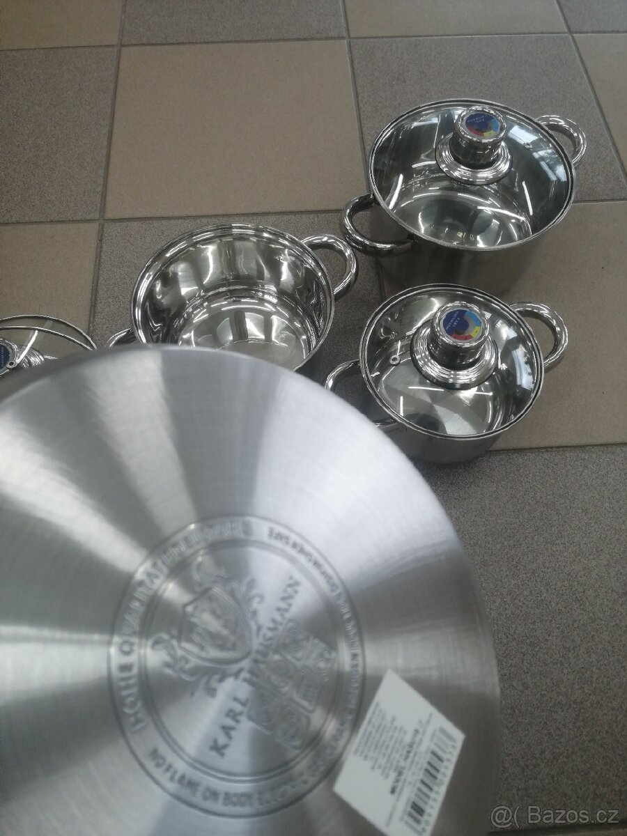 Hrnce sada nerez nádobí 8dilu s teploměrem na indukci atd - 7
