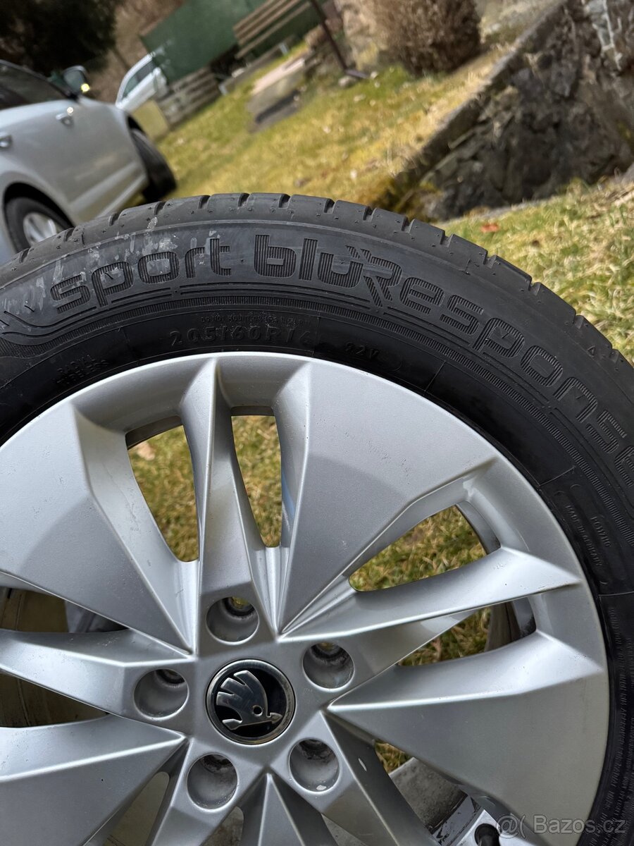Originální Alu Škoda Octavia +letni pneu DUNLOP 205/60 R16 - 7