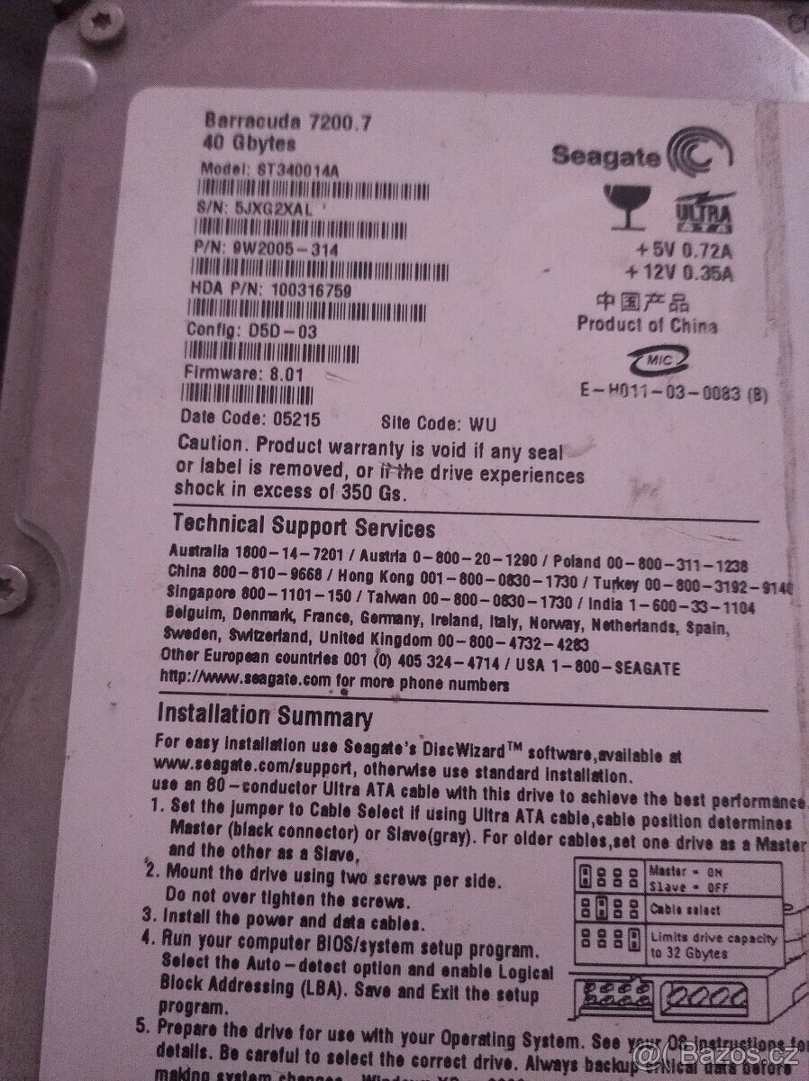 Pevný disk Seagate Barracuda 7200.7, 40 - 7