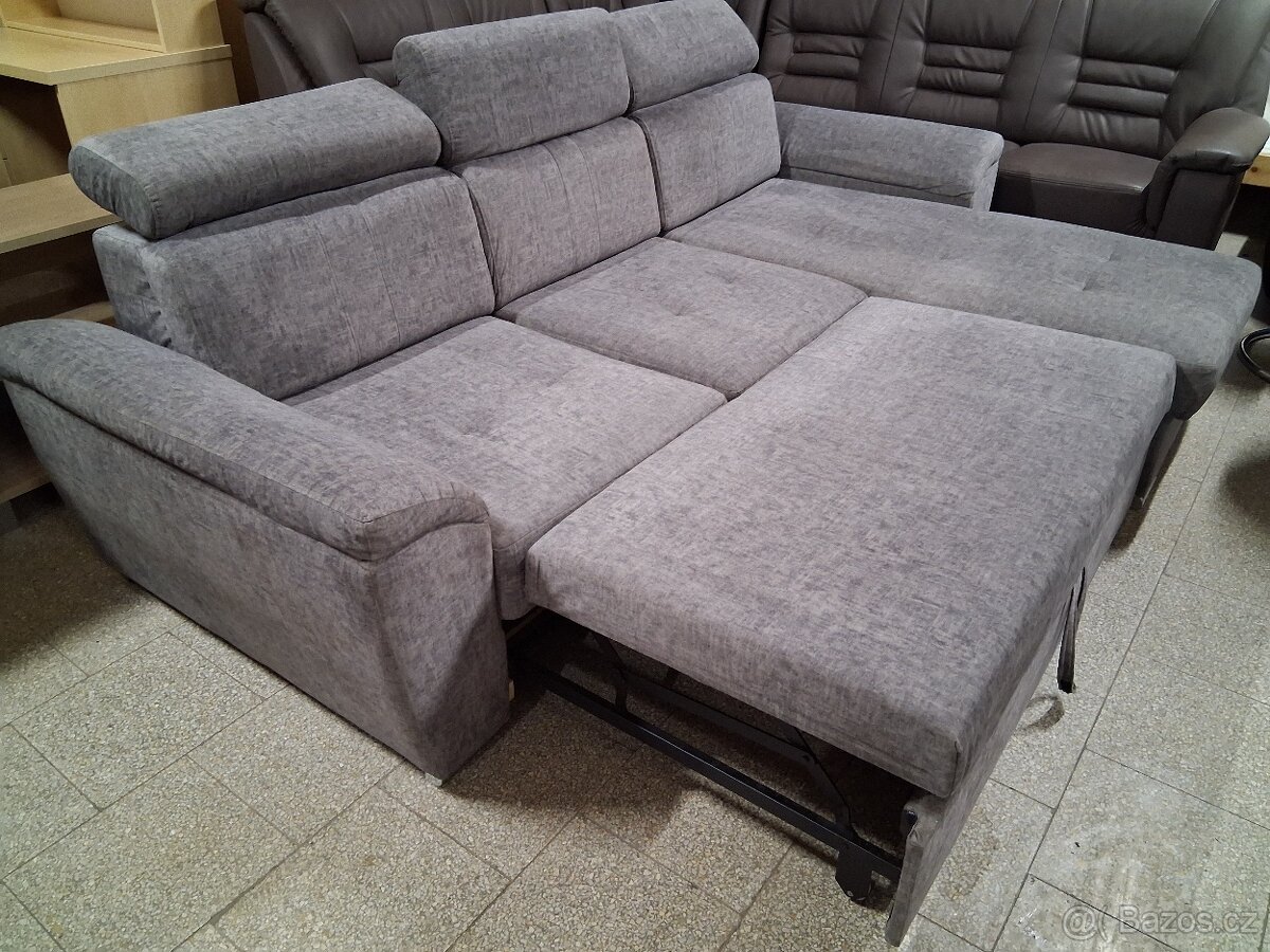 Sedačka rohová rozkládací šedivá - 7