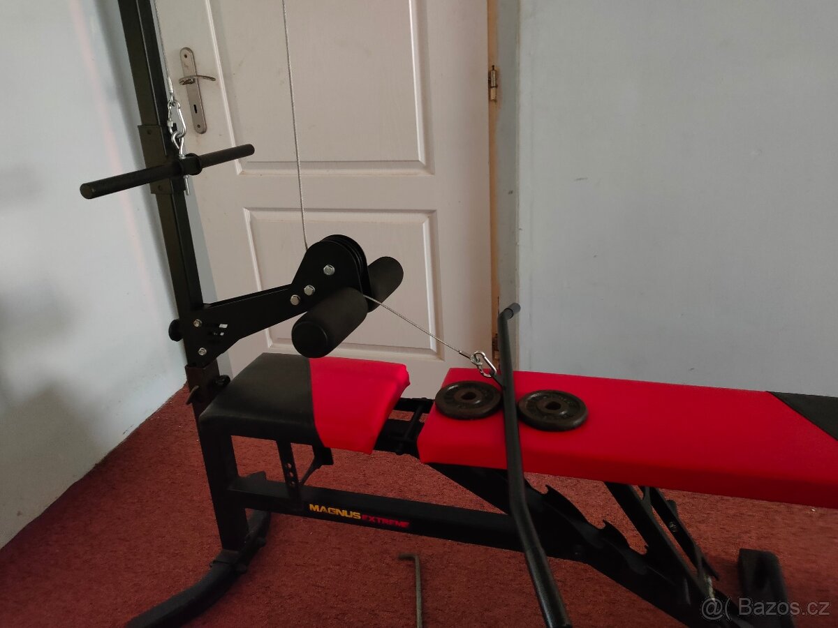 Vybavena posilovací lavice, kladky,, 360kg, polohovací - 7