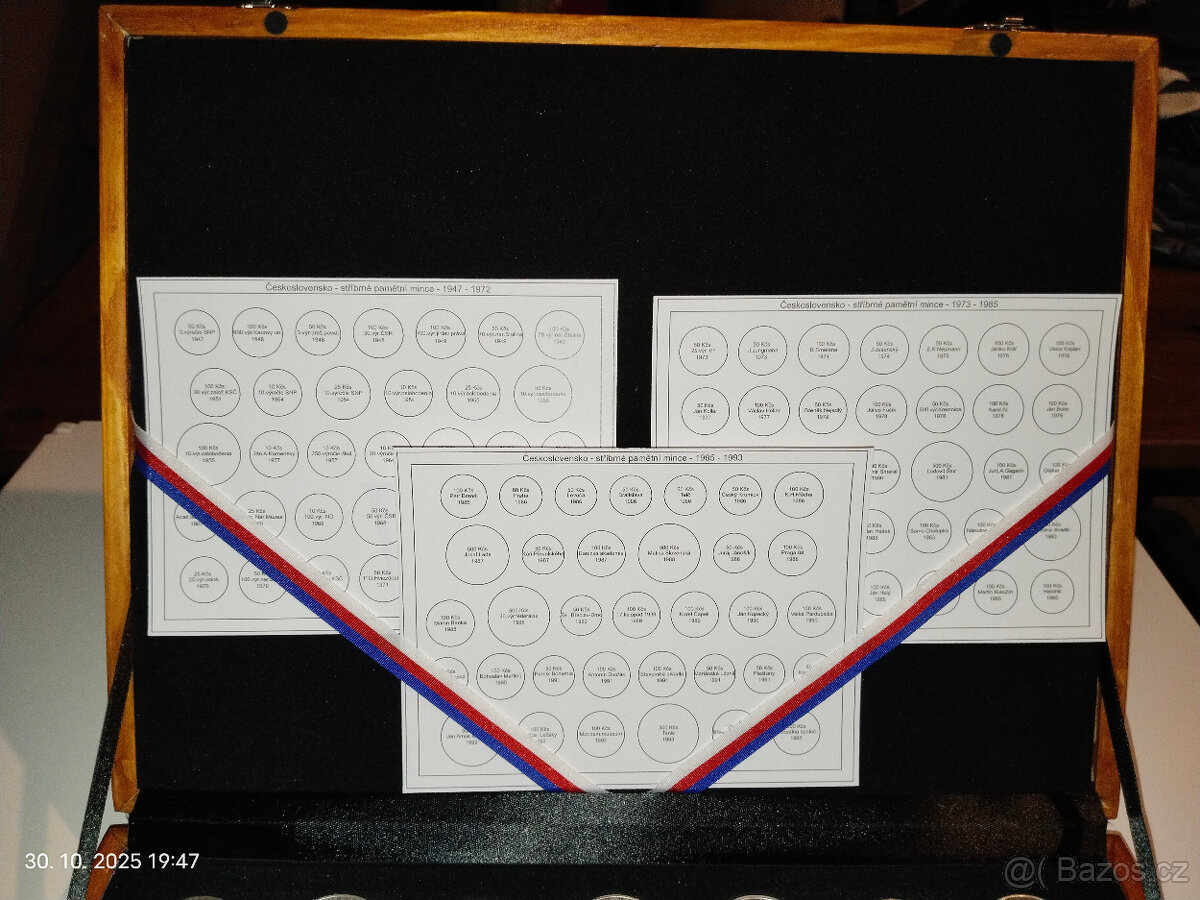 Kazeta stříbrné pamětní mince Československo 1947 - 1993 - 7