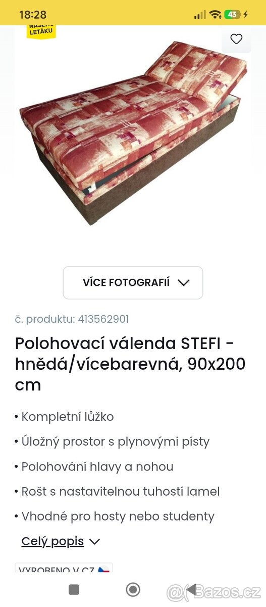 Prodej postele 90x200 za 1000,- Kč - 7