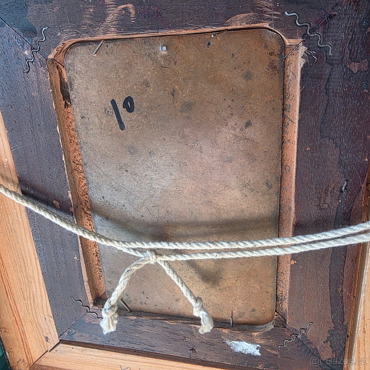 Krásný starý bidermaier obrázek na plechu - 7