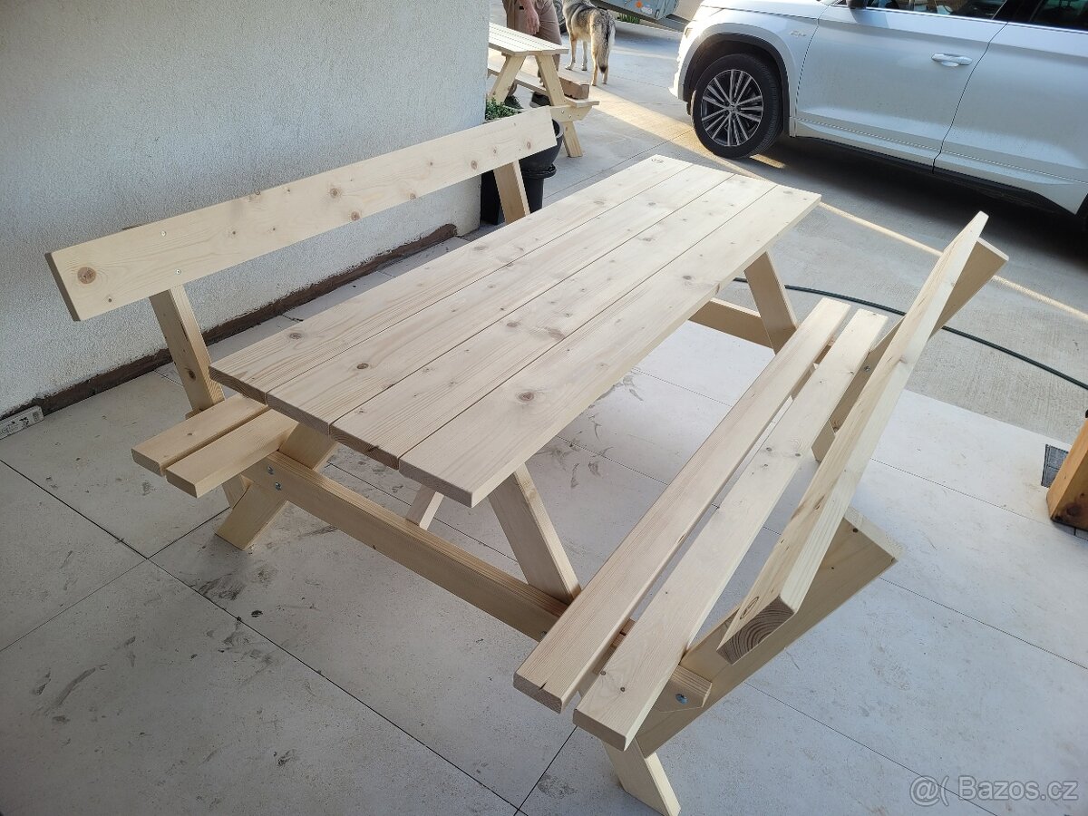 Pivní set, zahradní nábytek, stůl s lavicí do hospody, kempu - 7