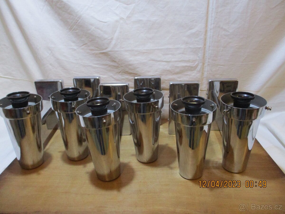 Lampy funkcionalismus, chrom, na stěnu, 5 kusů, funkční, - 7