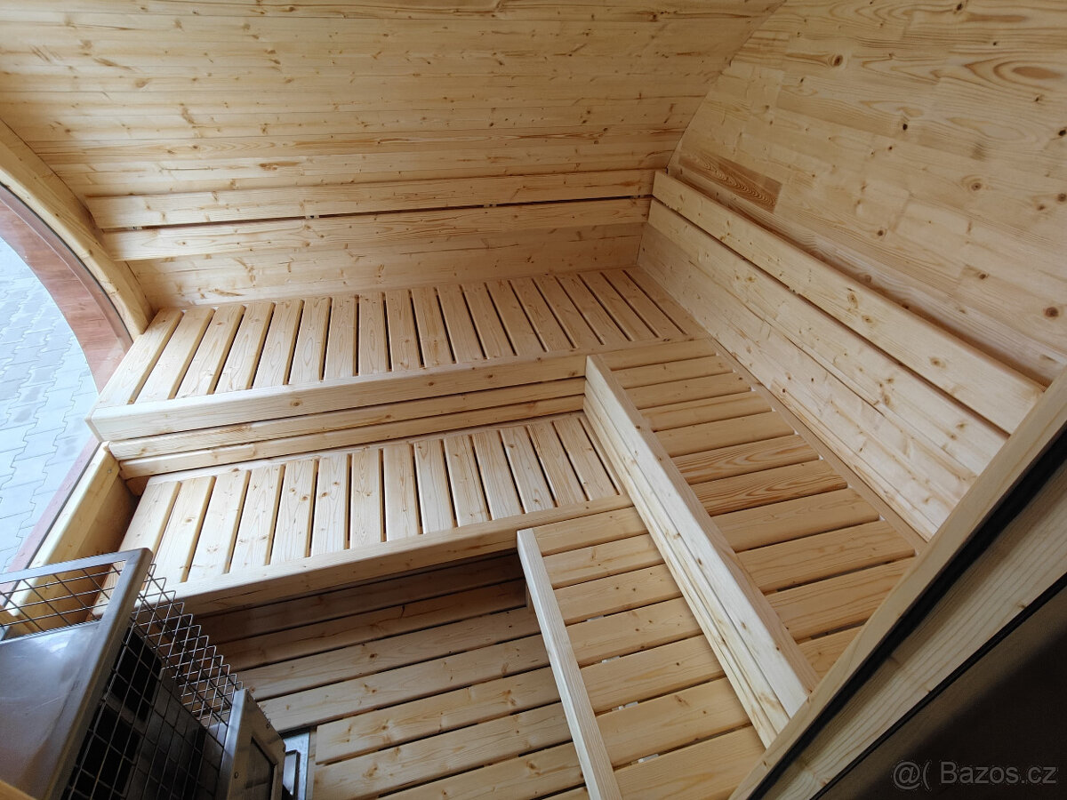 Venkovní finská oválná sauna s odpočívárnou - 7