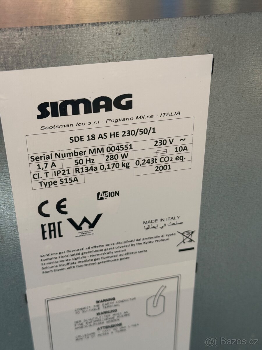 Výrobník ledu SIMAG SDE 18 AS HE. Záruka - 7