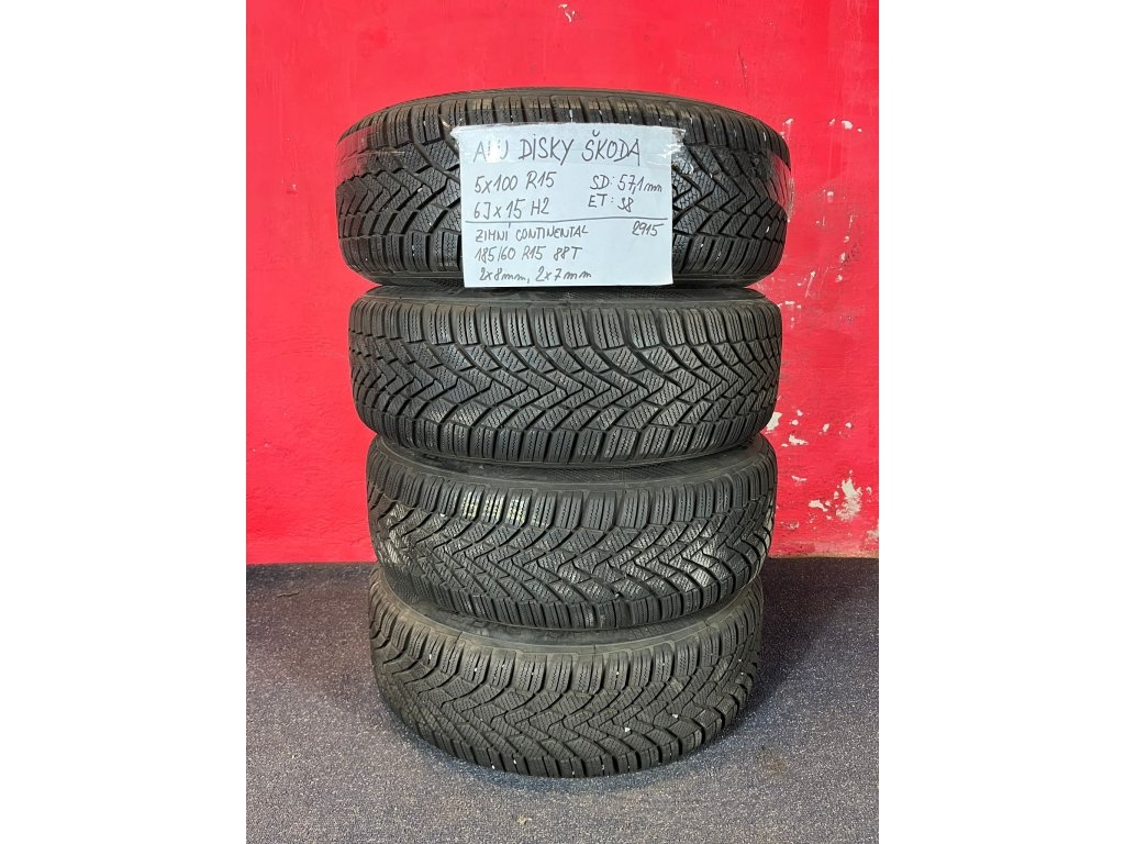 ALU disky 5x100 R15 Škoda 6Jx15H2 ET 38 se zimními pneu 185/ - 7