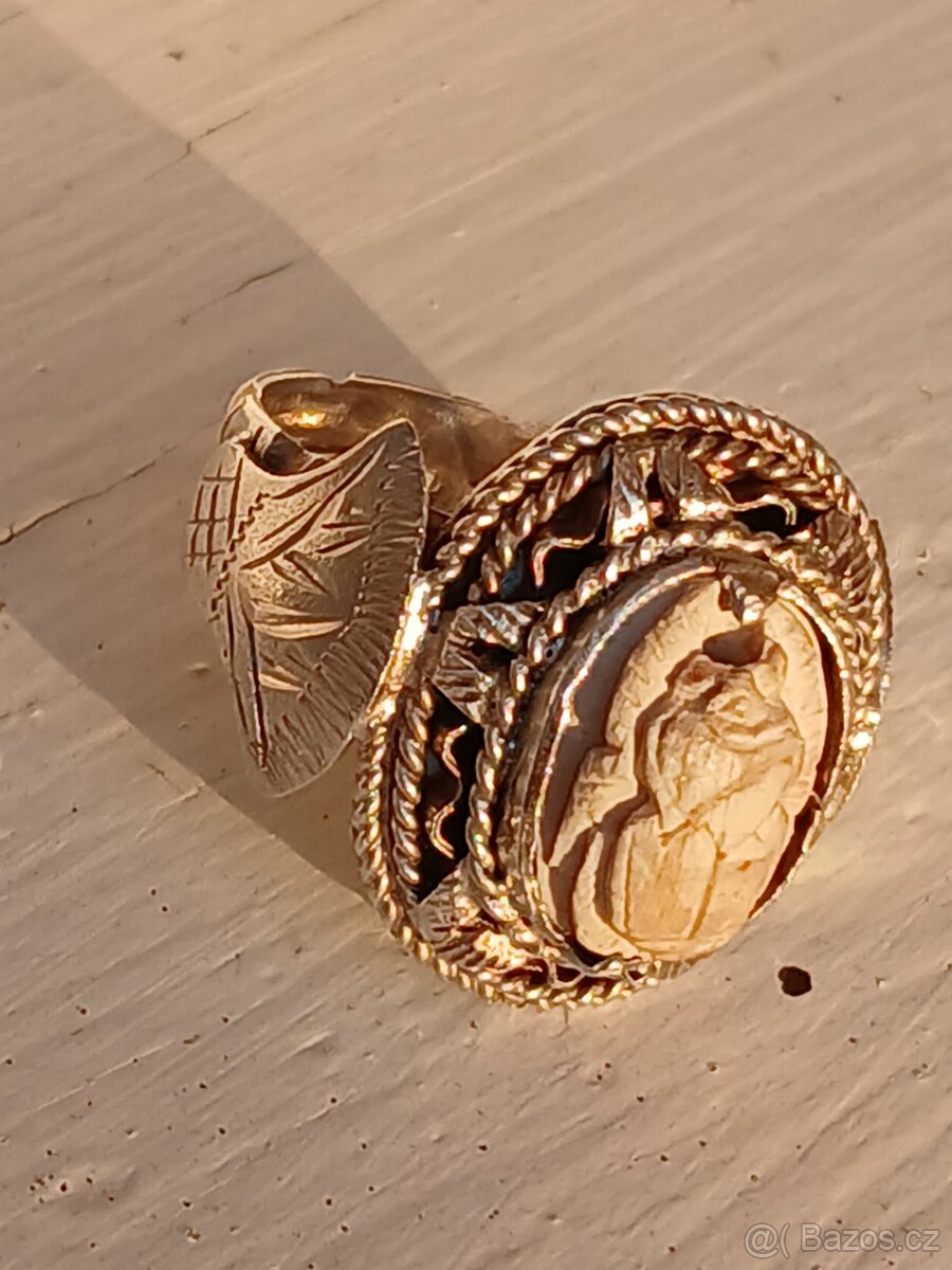 Stříbrný prsten starožitný Egypt - 7