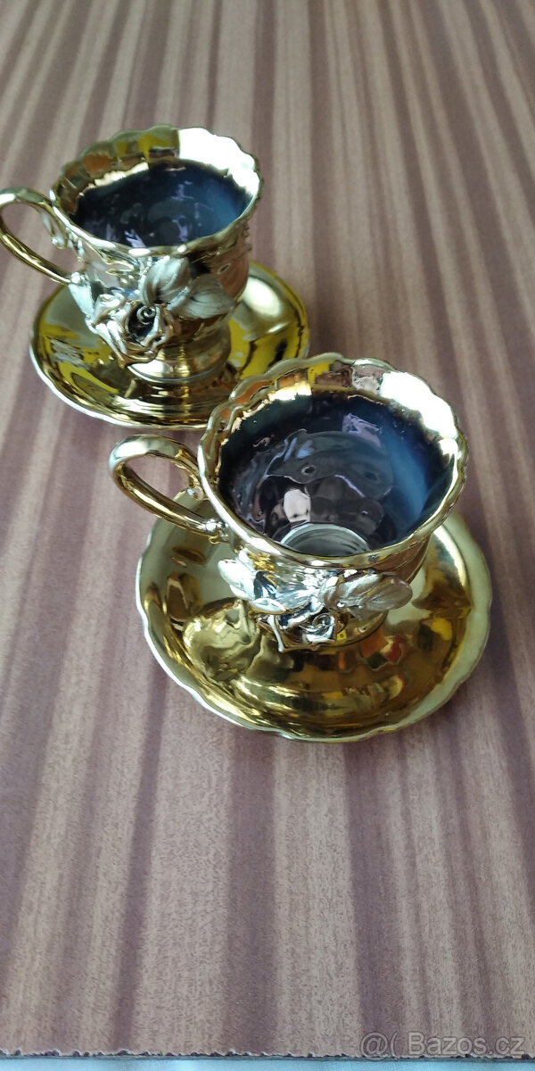 sada na víno, skleněné hrnky malované, porcelán čínský, mísa - 7