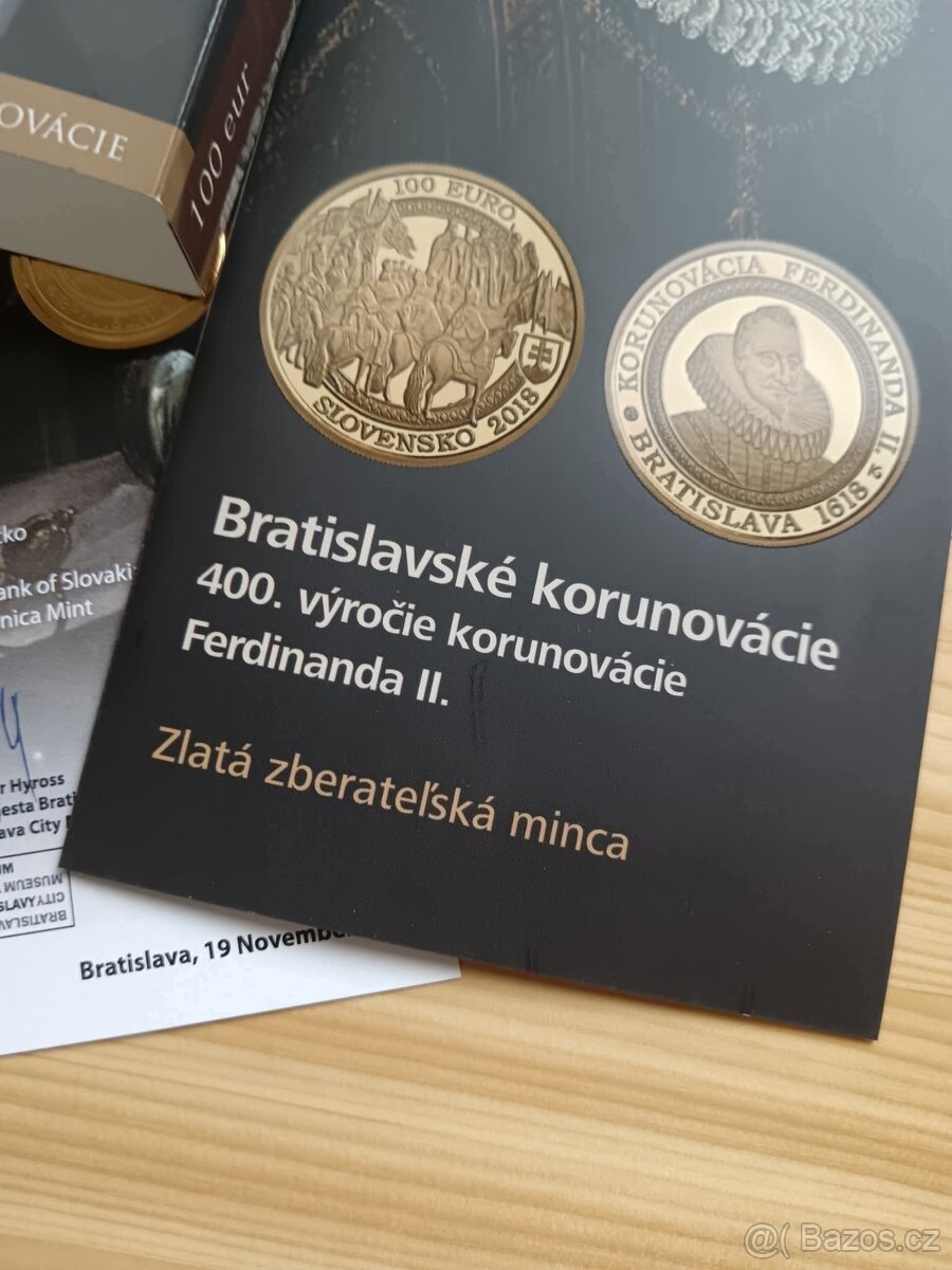 Zlatá Sběratelská mince 100€ 400.Výročí Korunovace Ferdinand - 7