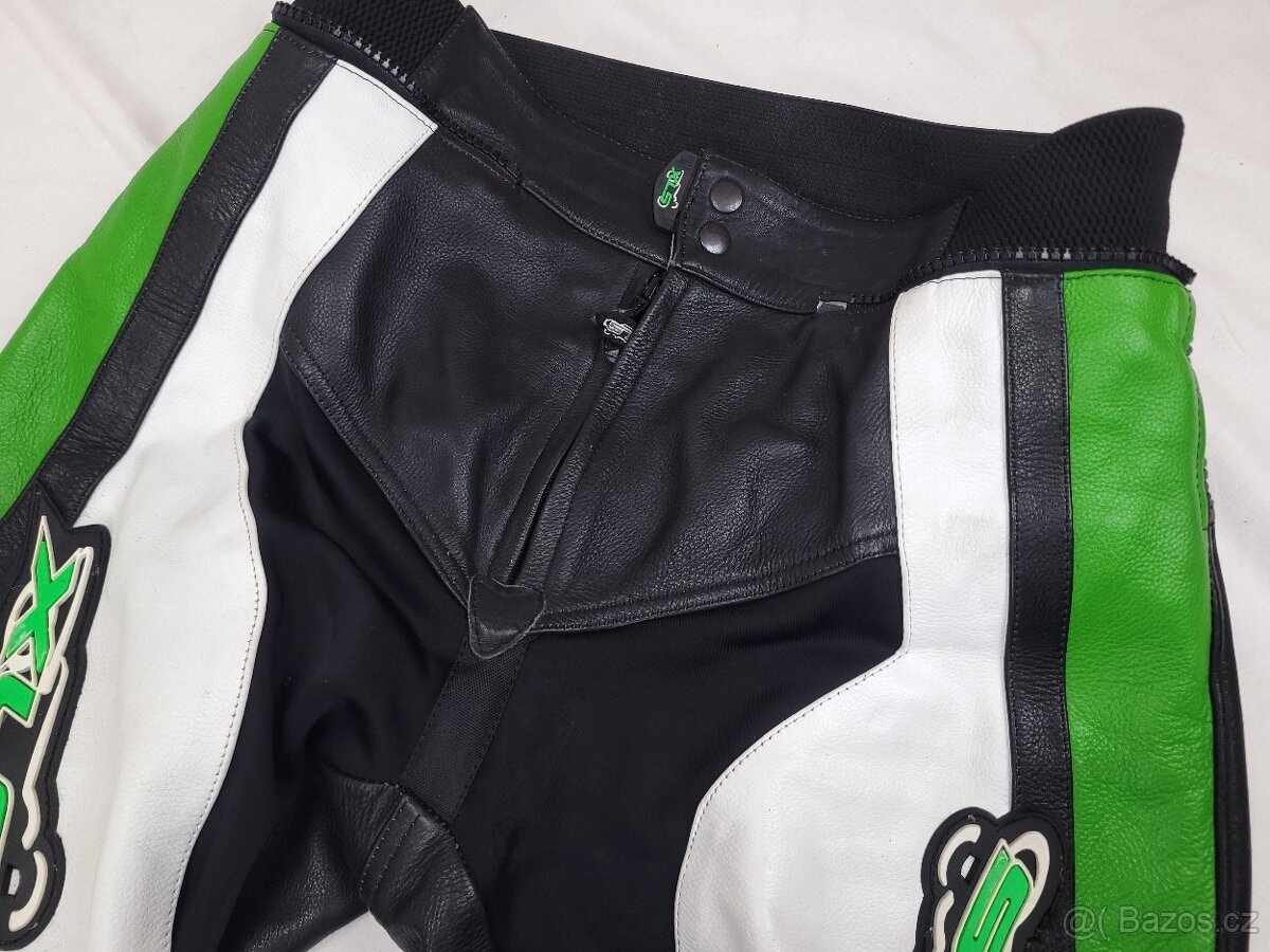 XLS GREEN dvojdielna pánska kožená moto kombinéza 52 L - 7