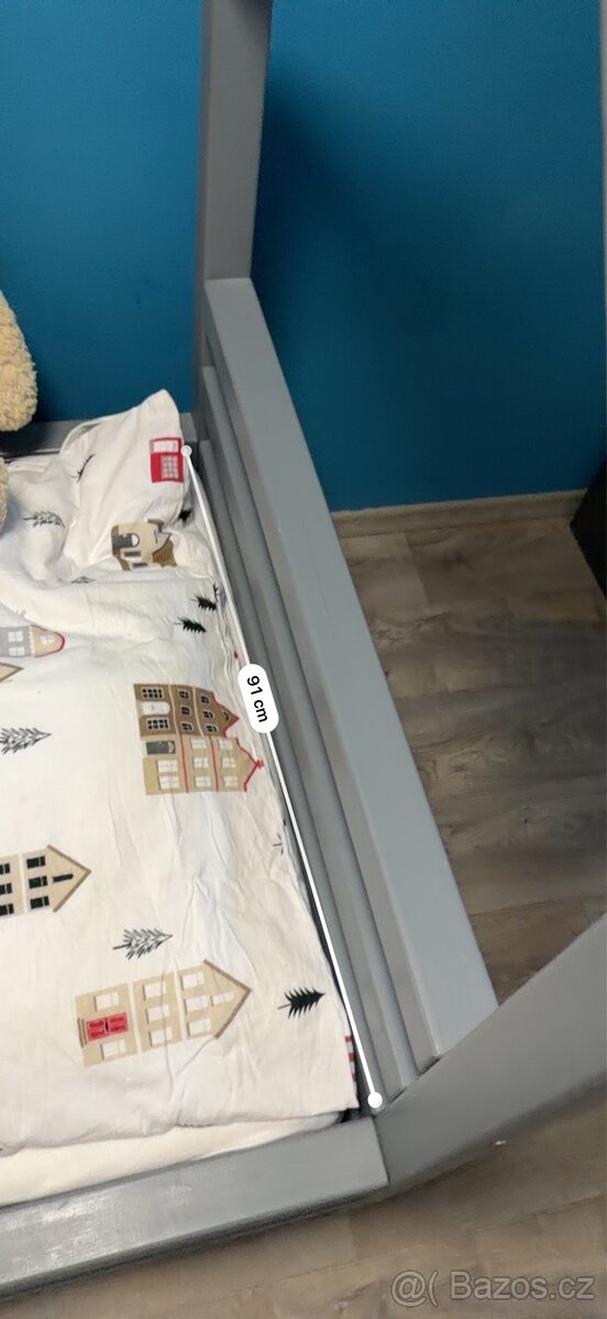 Dětská postel Benlemi domeček, šedá, masiv, top stav - 7