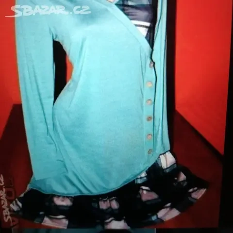 Krásné teplé mentolové šaty vel.42-44 - 7