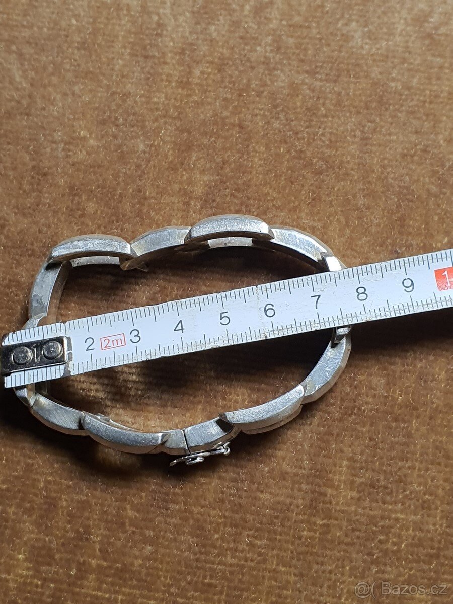 masivní stříbrný náramek, ART DECO - 7