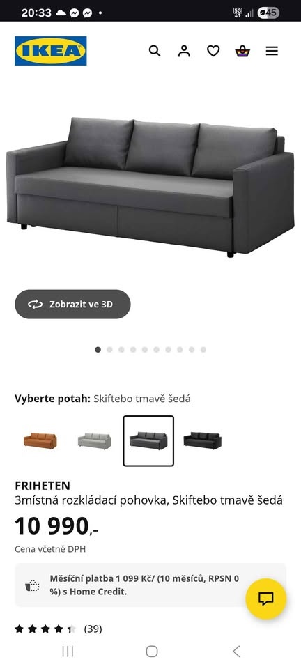 Kvalitní tmave modrá Rozkládací pohovka Ikea zn. Frieheten - 7