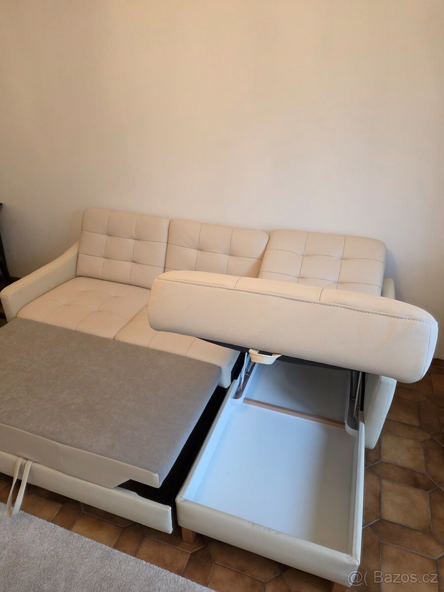 Nova kozena rozkladaci sedacka bezova - 7