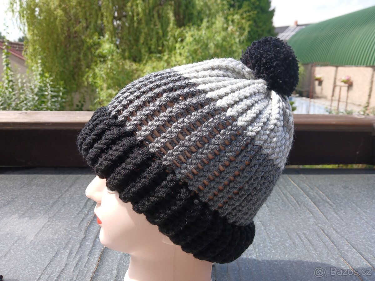 Nový pletený kulich (dvojitý lem) - 7