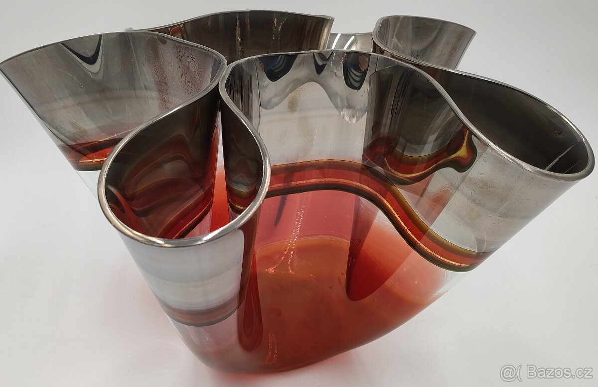 Krásná vypalovaná váza na plastickém skle Antonie Jankovcová - 7