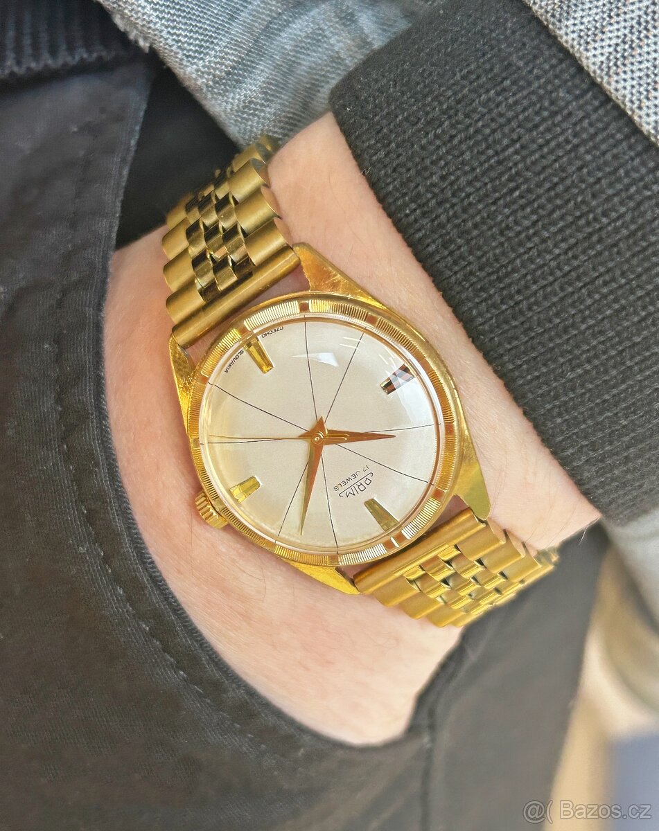 Československé mechanické vintage retro pánske hodinky PRIM - 7