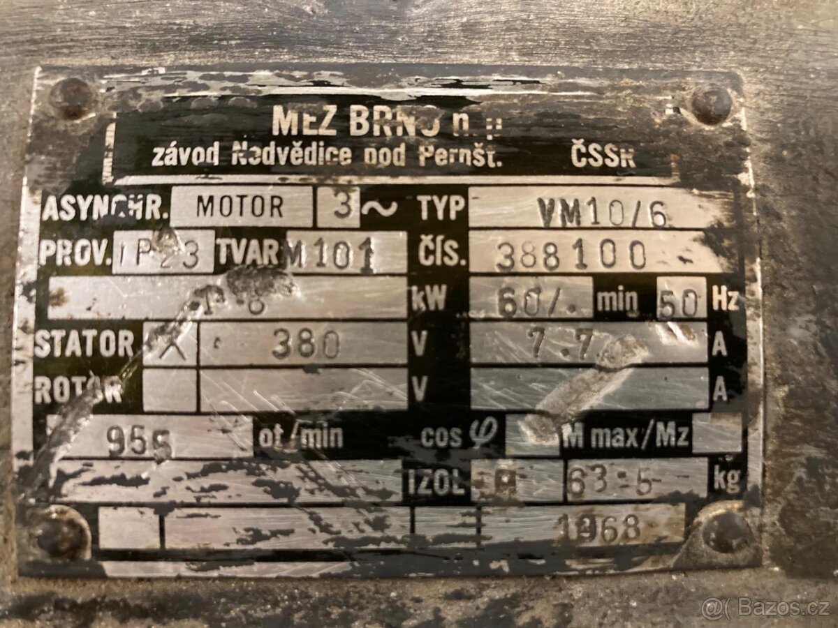 Prodám elektromotor s převodovkou a brzdou. - 7