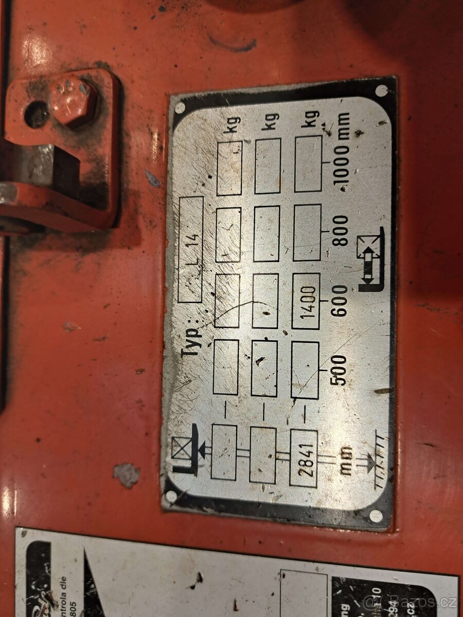 Elektrický paletový zakladač/vozík LINDE (Typ L14), Nosnost - 7