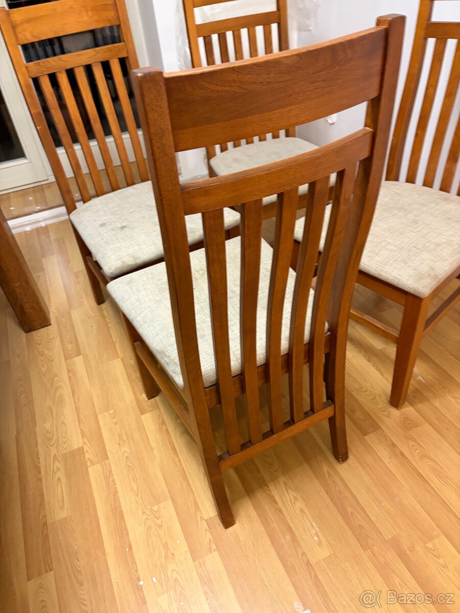 Dubový masivní stůl + 4ks židlí - 7