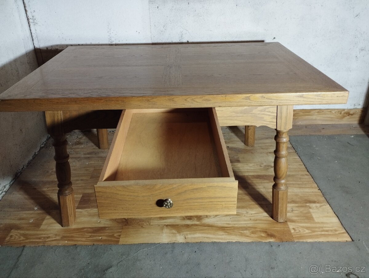 Masivní dubový stůl se šuplikem a 6 židlí - 7