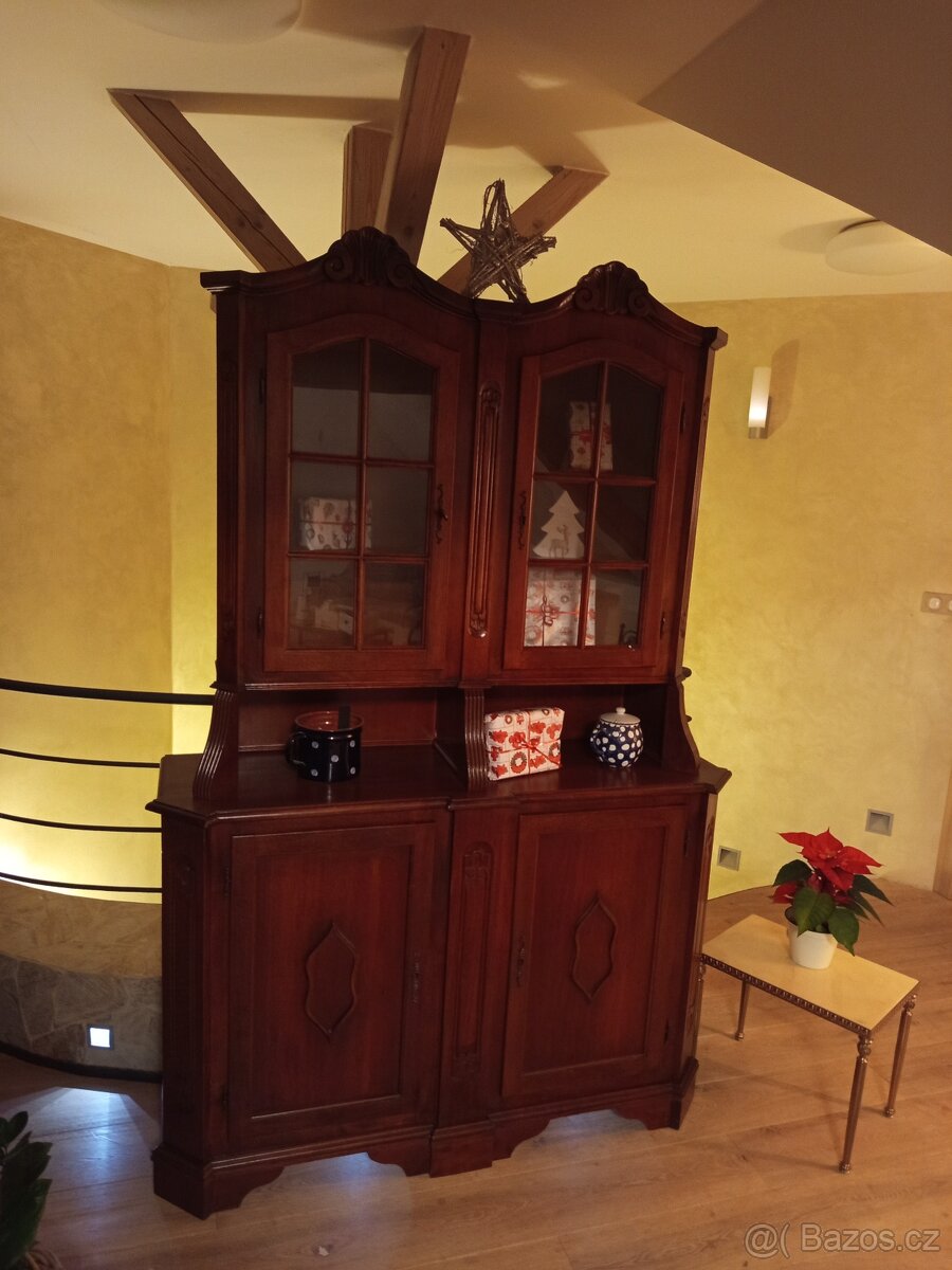 Starožitný kredenc-komoda -vitrina - 7