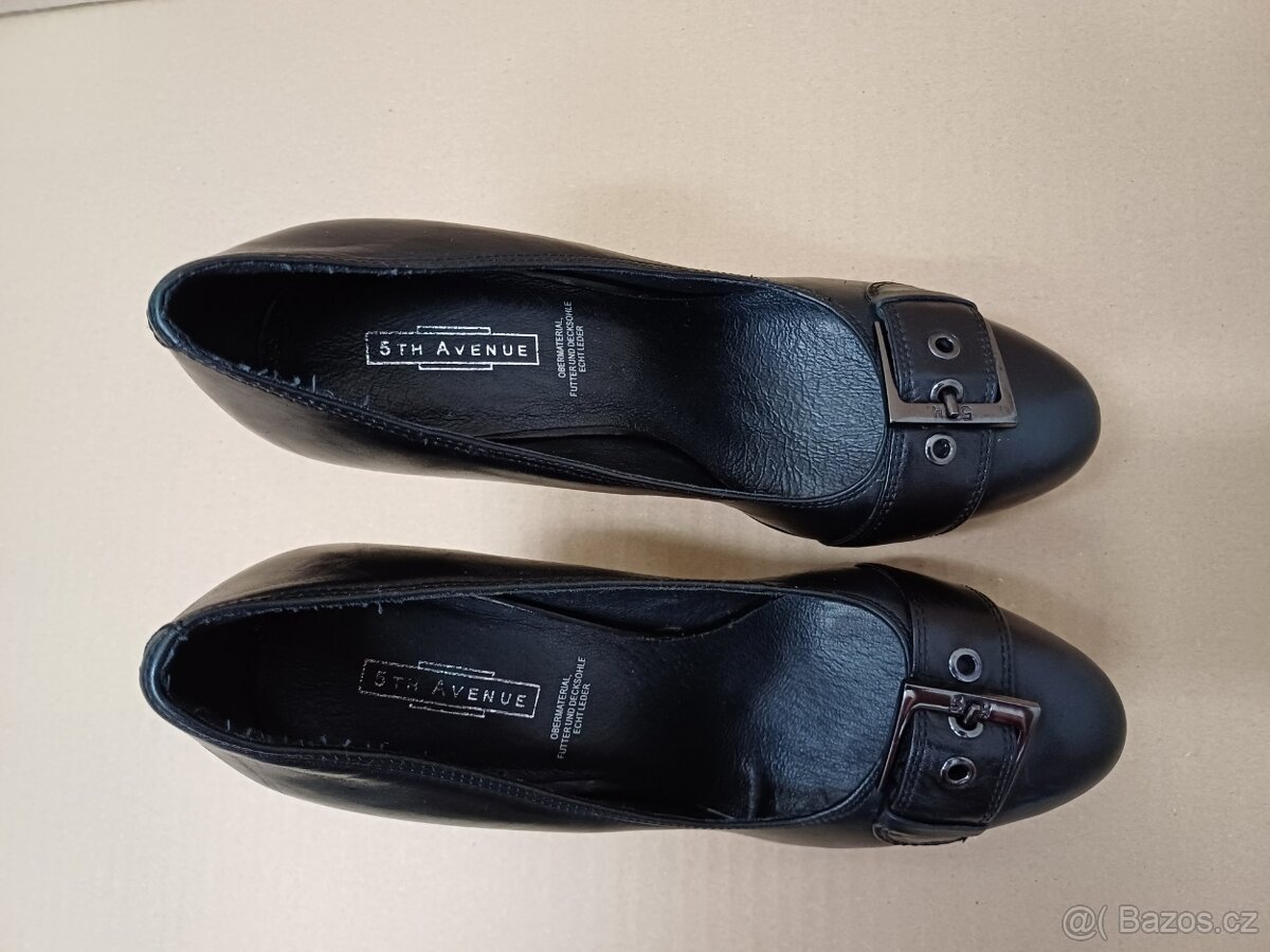 Černé kožené lodičky vel.38 - 7