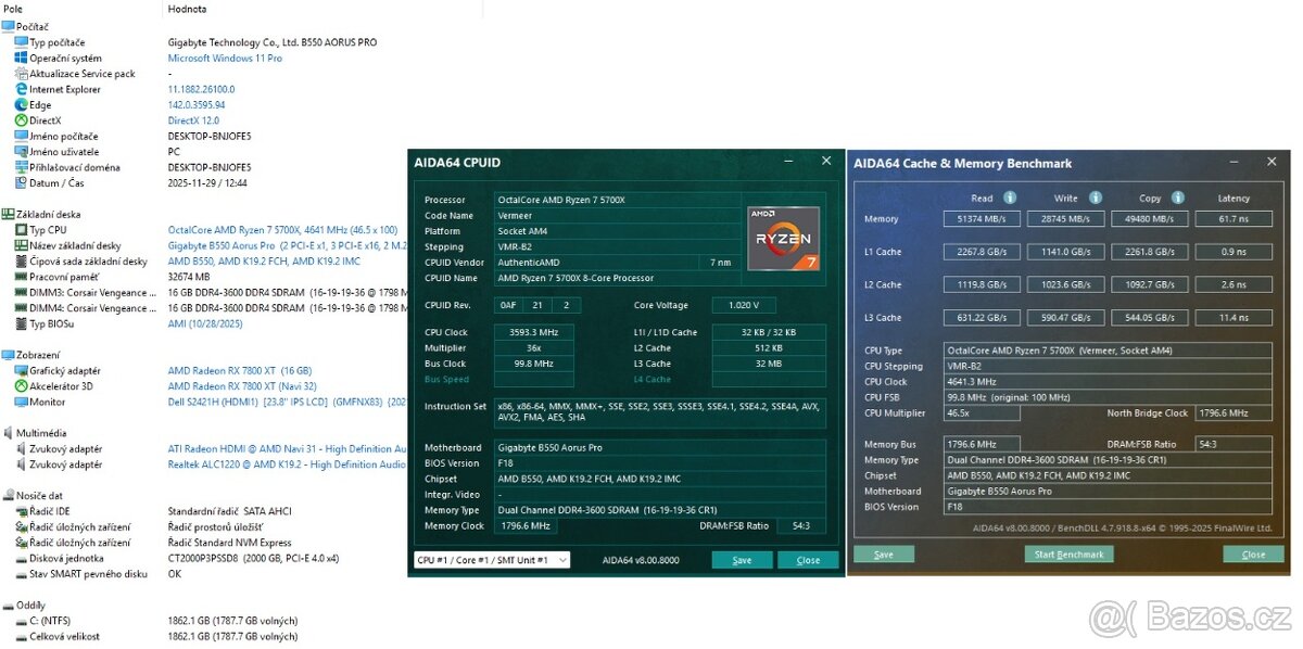 AMD Ryzen 7 5700X, 32GB RAM, RX 7800XT 16GB, 2TB NVMe - 7