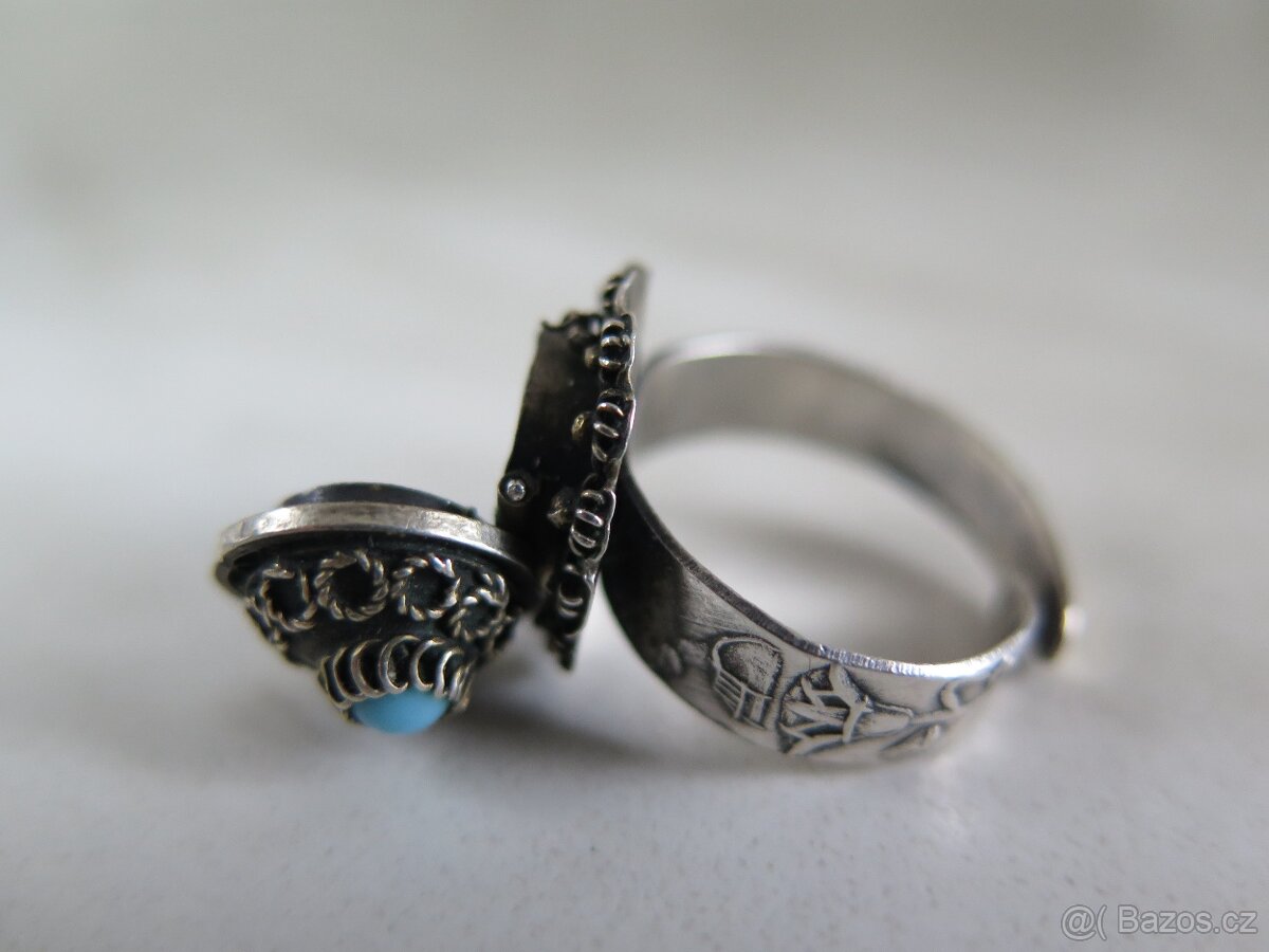 Stříbrný starožitný prsten - Egypt - 7