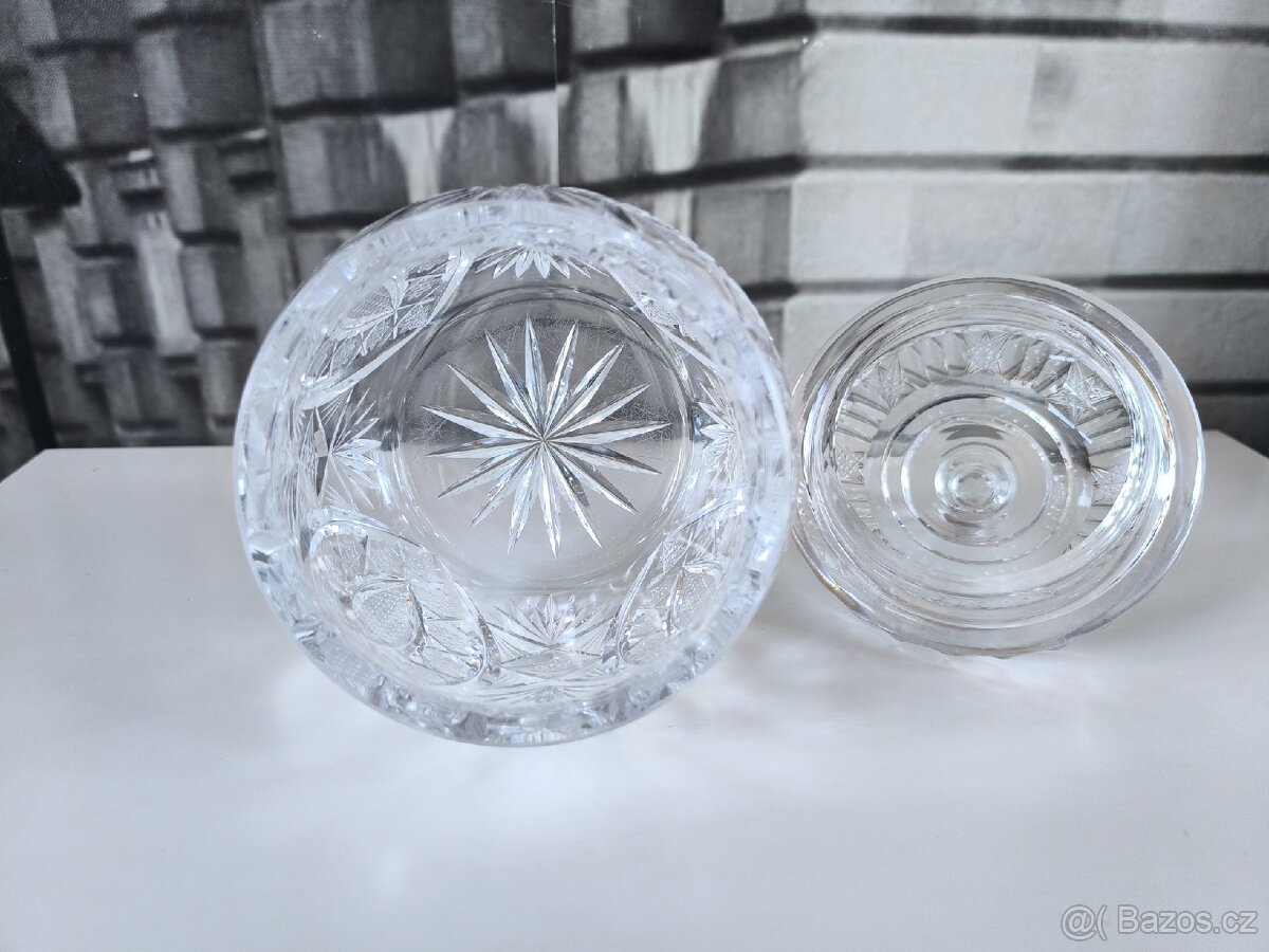 Ručně broušená křišťálová dóza - cukřenka - 7