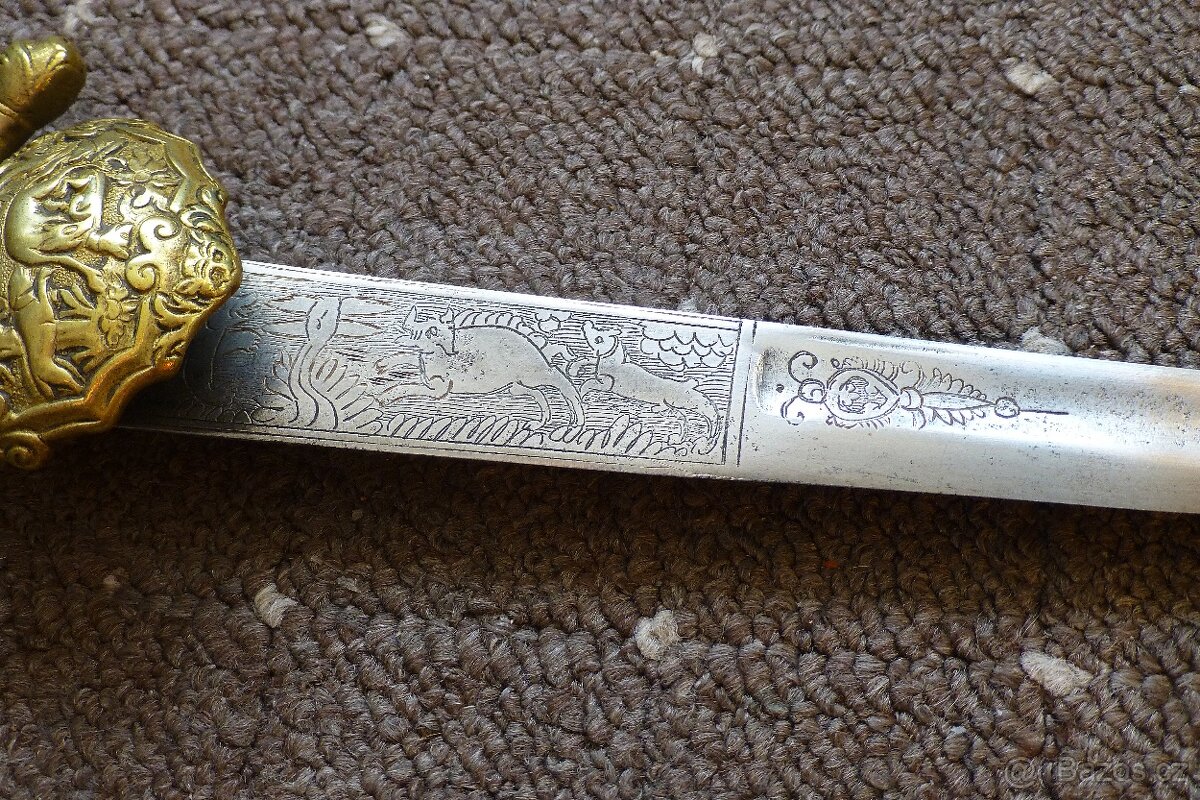 Lovecký tesák - Asi 18. století - Rytá čepel - 7