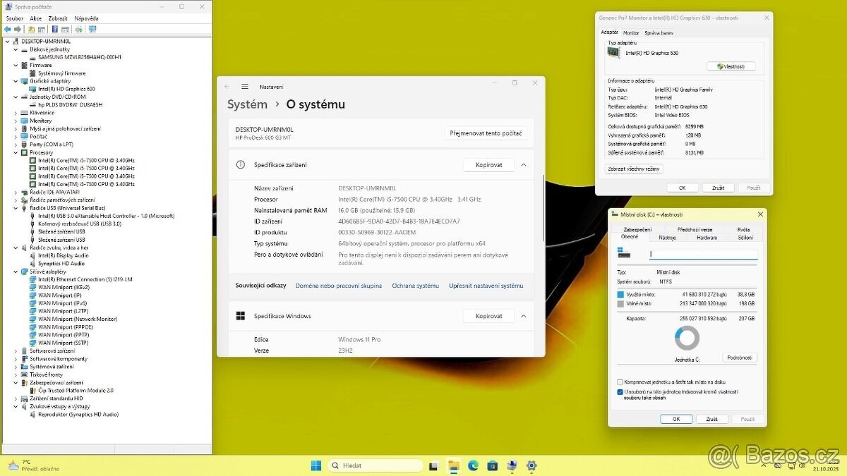 PC HP PRODESK 600 G3 /i5-7500/16GB/SSD256GB/WIN11/ZÁRUKA - 7