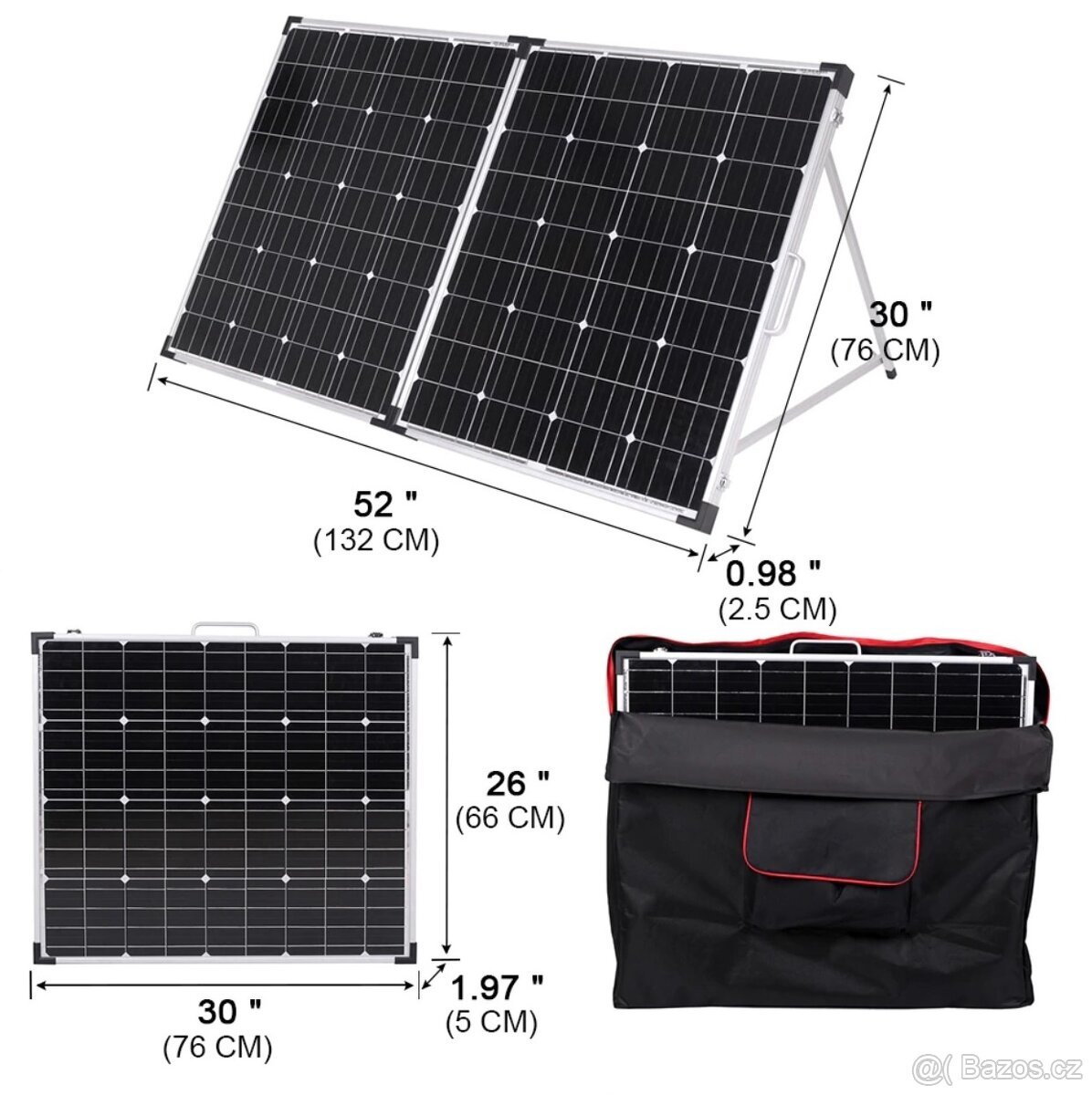 Solární skládací kufr 160W k dobíjení akumulátoru 12V - 7