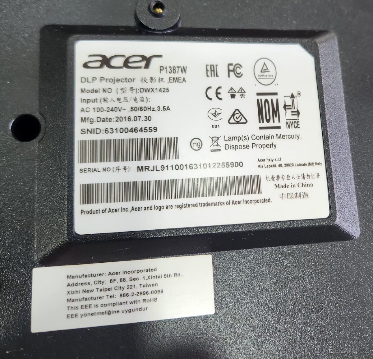 Acer p1387 w 4500 lumenů - 7
