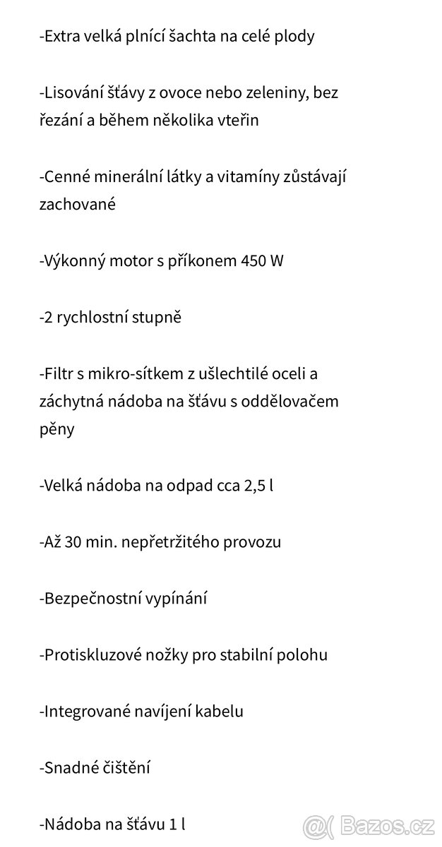 Odšťavňovač Silvercrest SFE 450 - 7