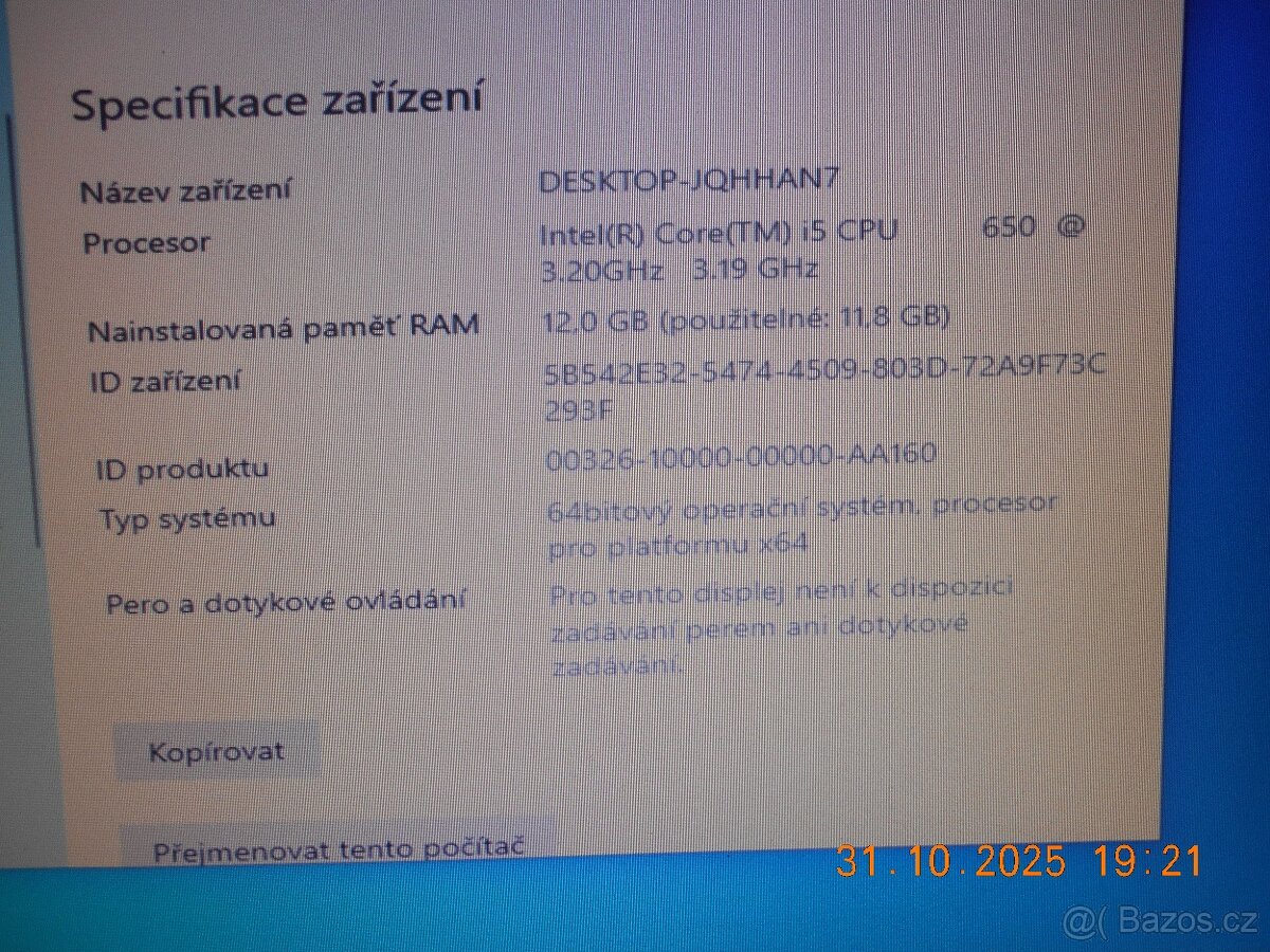 PC + 2x LCD; IntelCore i5 3,2Ghz; 12GB DDR3, SSD disk, DVDRW - 7