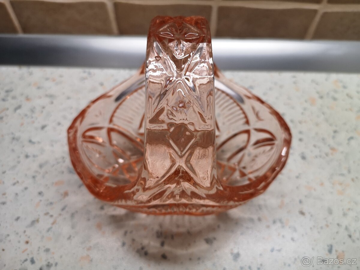 Skleněný košík, růžový - 7