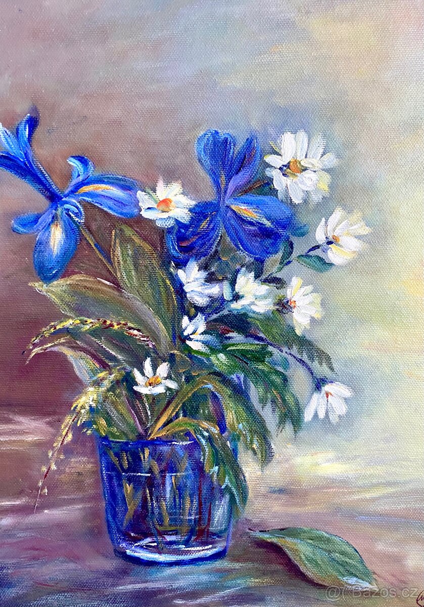 Staré krásné obrazy 2 kusy, olejomalba na desce - 7