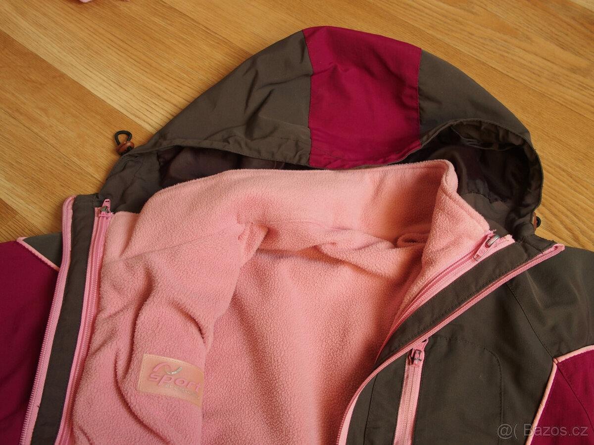 Dámská šusťáková bunda s fleece mikinou, vínovo-hnědá vel. S - 7