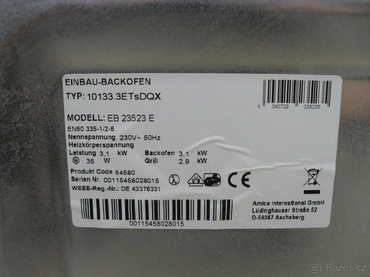 ELEKTRICKÁ VESTAVNÁ TROUBA AMICA,tř.A,11 PROGRAMŮ,LCD,66L - 7