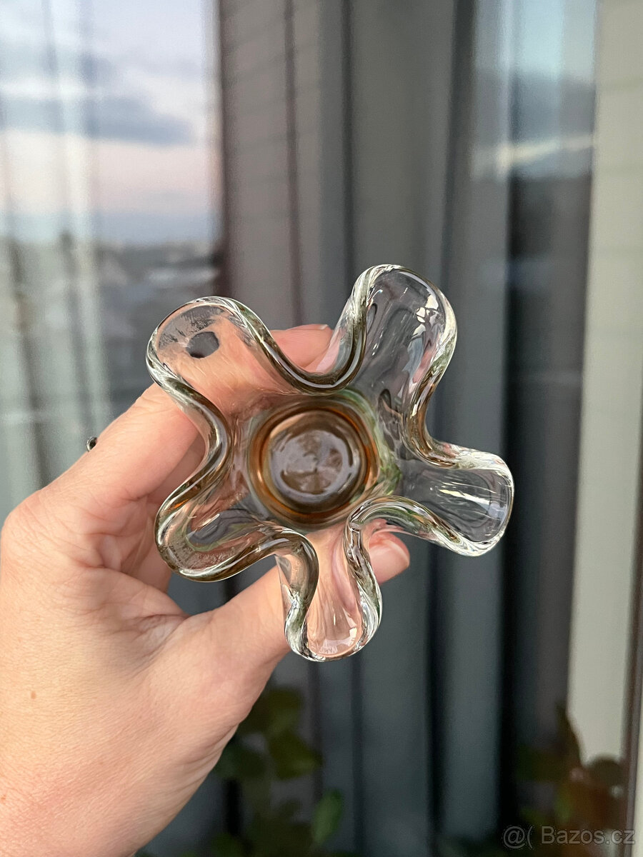 Váza 9 cm, hutní sklo René Roubíček Škrdlovice - 7