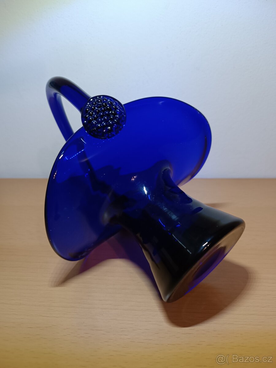 Skleněný košík - sklo cobalt modrý - 7