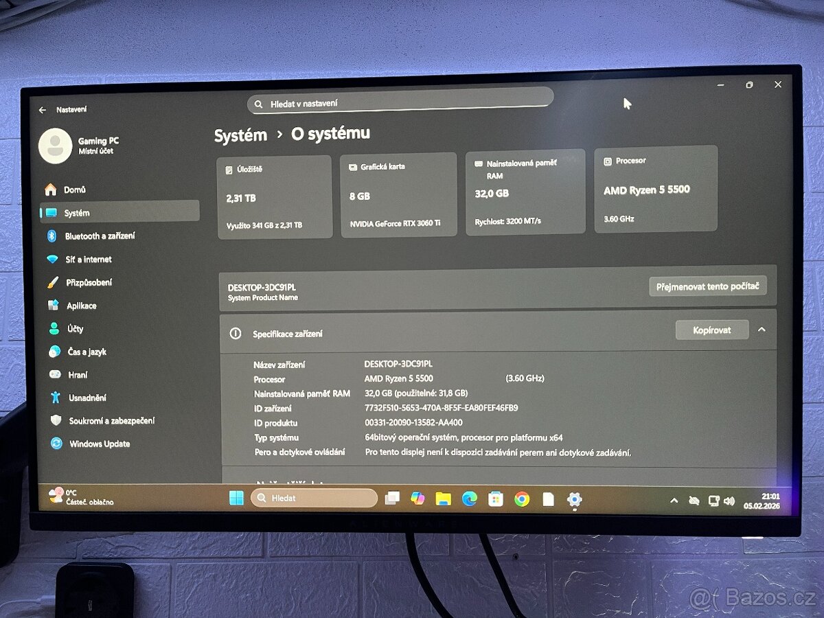 Herní PC-Ryzen 5-RTX 3060 Ti-Záruka-Wi-Fi 6-BT 5.4 - 7