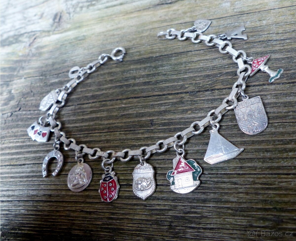 Žebrácké náramky, stříbrné náramky s ověsky - 7